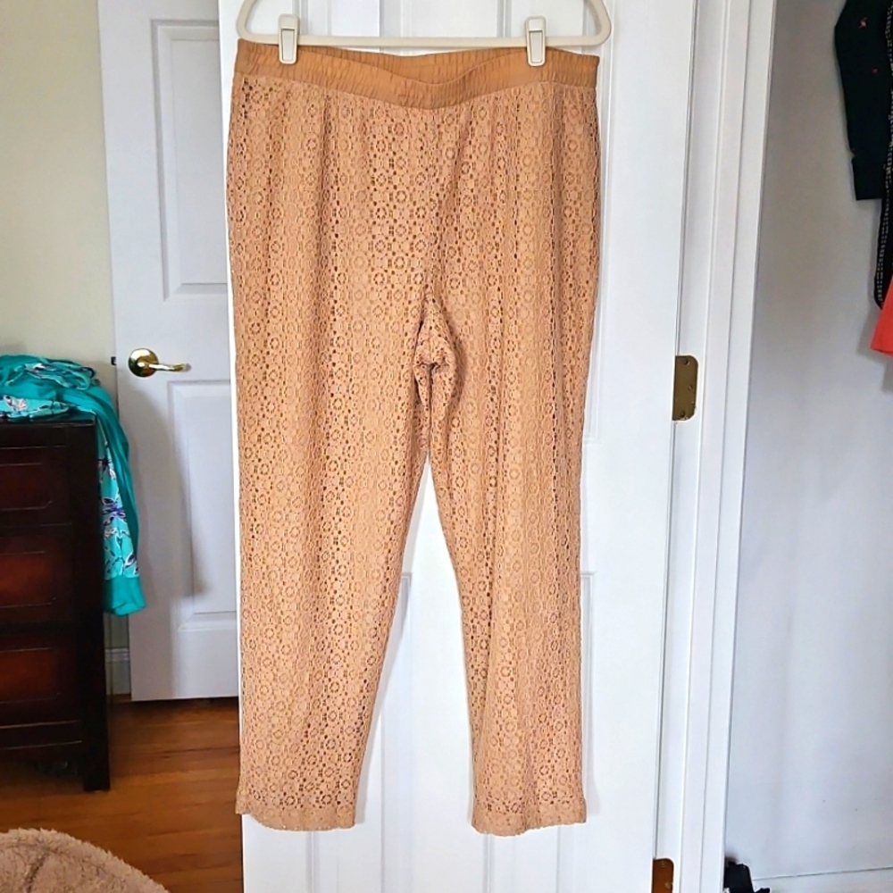 Chico's LACE 12-14 (2.5) Pull-On Beige Pants, Lined. NWOT